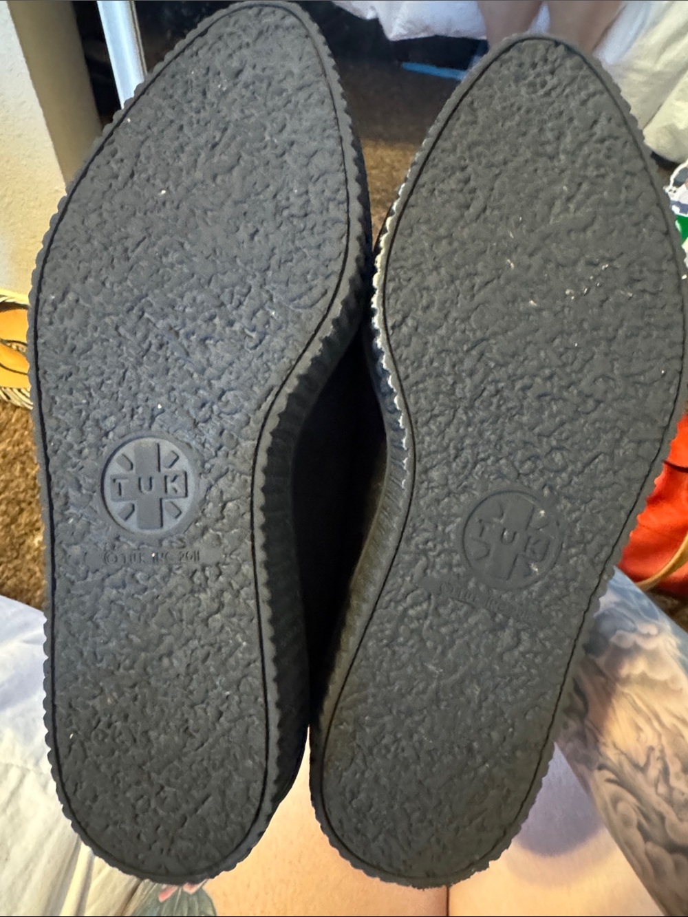 T.U.K Black Creeper Platform Mary Jane Shoes vegan suede - Picture 6 of 7